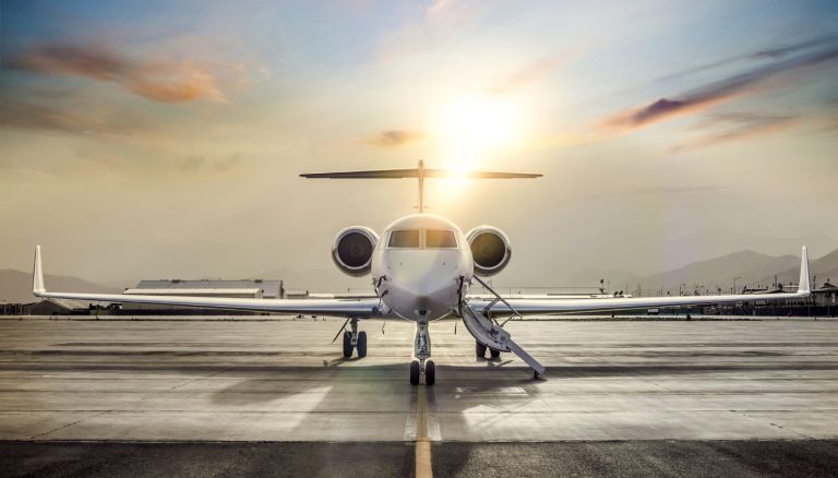 Private jets on the ramp ready for passenger charter flights to Turks and Caicos